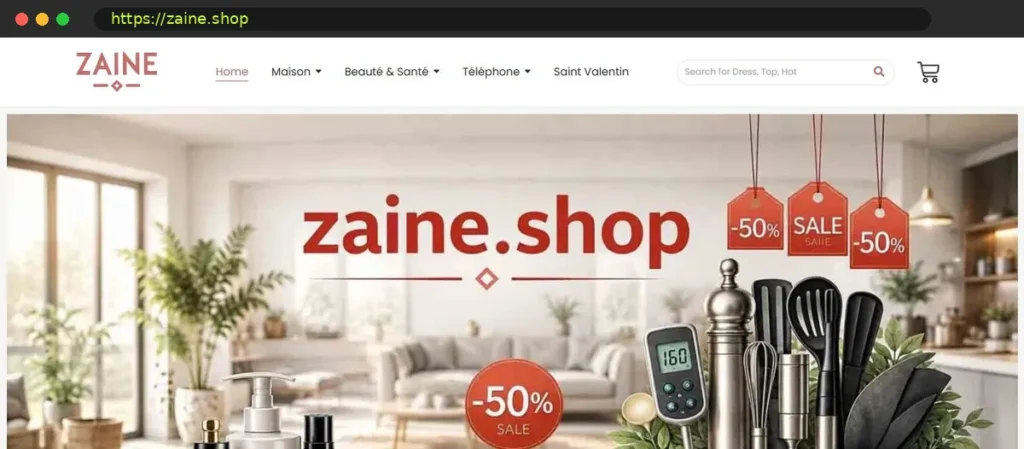 Capture du site zaine.shop